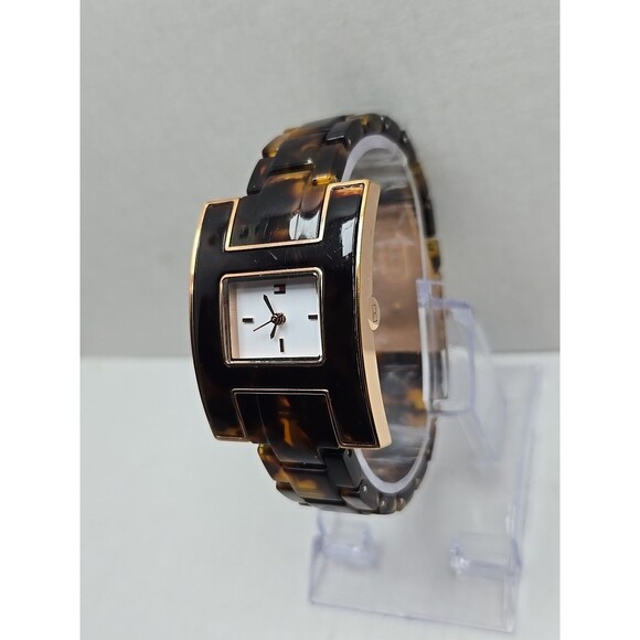 Tommy Hilfiger Womens Tortoise Shell Bracelet Watch Y2K Rose Gold New Battery - Picture 2 of 11